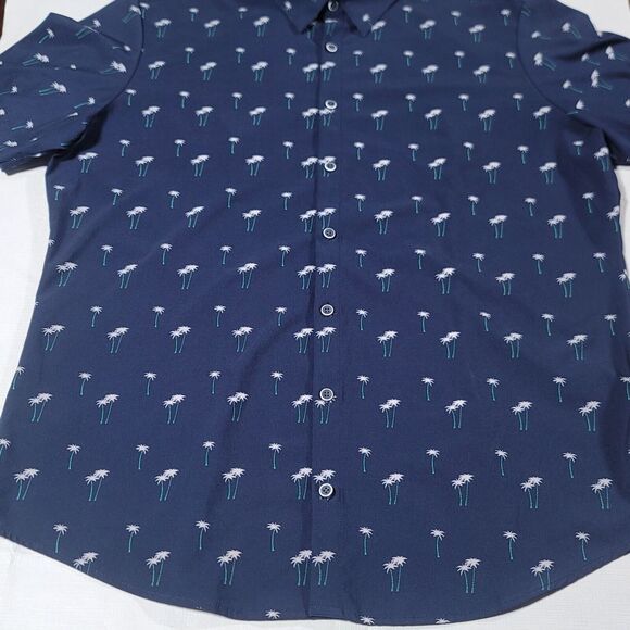 Mizzen Main Mens Leeward XL Trim Fit Blue Palm Tree AOP  Performance - Picture 2 of 12